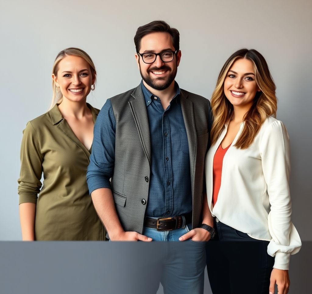 Portrait of Lucia Aniello, Paul W. Downs, and Jen Statsky